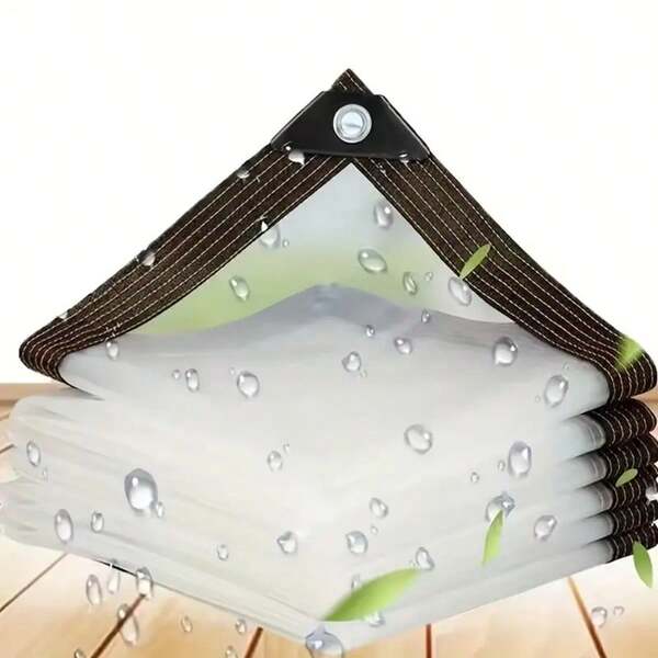 1pc Transparent Waterproof Tarp, High-Quality PE Material, Lightweight Yet Durable, Highly Flexible And Transparent. Excellent Waterproofing To Withstand Heavy Rain And Pooling, UV-Resistant And Non-Aging. Built-In Easy Fastening Mechanism For Convenient Use, Easy Cleaning And Storage. Suitable For Covering Patio Furniture, Bicycles, Crops, Protecting Furniture During Moving, Outdoor Camping. Also Applicable For Wrapping Christmas Tree Bases, Halloween Outdoor Decorations.