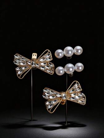 4ชิ้น สีเบจ ไข่มุกเทียม & ผีเสื้อประดับพลอยเทียม, แฟชั่น สง่างาม คลาสสิก น่ารัก DIY รองเท้าส้นสูง, รองเท้าผ้าใบ, เข็มกลัด, คลิปติดกระเป๋า, ของตกแต่งบ้าน, เครื่องประดับอเนกประสงค์สำหรับผู้หญิงมีสไตล์