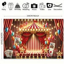 1 pieza de tela de poliéster de uso múltiple con diseños de globos y tarjetas de colores vibrantes, ideal para decoraciones de carnaval, cumpleaños y bodas - no se requiere electricidad, fácil de configurar como accesorios para fiestas y photobooth, decoraciones para fiestas con tema de carnaval - Multicolor - Ver 6