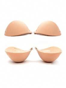 1 对加厚 5 厘米聚拢粘性胸垫，配有免费可调节肩带 - 可重复使用防滑硅胶增强垫，适用于胸罩/泳装、婚礼/瑜伽/健身，防汗且无缝 - 杏色 - 查看 4