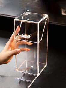 1pc Dust Cover Makeup Brush Holder, Acrylic Makeup Brush, Lipstick, Eyebrow Pencil Storage Box, Multi-Functional Cosmetic Organizer And Cup, Desktop Makeup Brush, Lipstick, Eyebrow Pencil Storage Bucket, Vanity Organizer Box, Creative Makeup Brush Storage Bucket, Lipstick, Eyebrow Pencil, Stationery And Pen, Ideal Desktop Decor Cosmetic Bathroom Vanity Dust-Proof Storage Box, Gift For Women, Christmas Gift, New Year Gift - Transparent - View 6