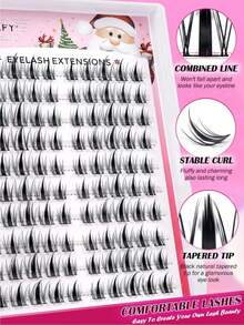 140 عنقود من الرموش الكيرلي المنفصلة، عشرة صفوف طبيعية وواقعية على الطراز الأوروبي والأمريكي، رموش مانجو مبللة، رموش صناعية متقاطعة ثلاثية الأبعاد ناعمة، رموش صناعية دور كرتوني طبيعي، أداة مكياج، مكياج يومي شعر كيرلي سميك ممدد ناعم وغير مهيج قابل لإعادة الاستخدام، هدية عيد الحب، عيد الميلاد، هالوين - الأسود - مشاهدة 4