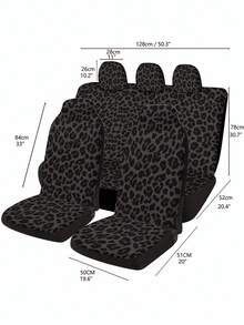 5pcs/Set Black Leopard Print Car Seat Covers For 5-Seat Vehicle, Car Interior Seat Decoration Protective Covers, Christmas & Halloween Gift