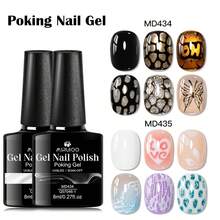 MSRUIOO 8ml 黑白波点凝胶指甲油 - 波浪纹理镂空设计，持久美甲沙龙DIY美甲 - 彩色 - 查看 3