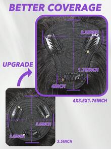 T-Shaped Human Hair Topper Wig Clip-In With Bangs - Human Hair Straight Topper For Women - Natural Black Clip-In Hair Extensions For Thinning Hair T-Part Coverage Daily Use Silky Smooth & Versatile Styling 8-10 Inch Natural Black - Natural Black - View 4