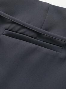 Women's Casual Versatile Solid Color Zipper Waist Belt Skort Summer - Dark Grey - View 6