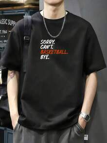 Camiseta con frase divertida Lo siento, no puedo jugar al baloncesto, adiós para camisetas de baloncesto Camiseta de manga corta de algodón de 220 g, impresión por una cara - Negro - Ver 7