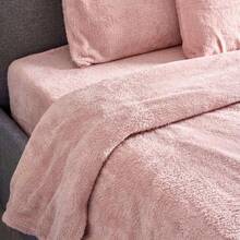 Rose Pink Teddy Fleece Duvet & Two Pillow Covers Set Super Soft - Hibernate Cosy Collection - King Size (230 X 200cm) - View 4