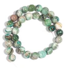 1 件天然绿色纹理石珠 6/8/10/12 毫米，时尚手工 DIY 散珠，适用于手链、项链、珠宝、手机带、钥匙扣、批发珠子 - 綠紋石 - 查看 7