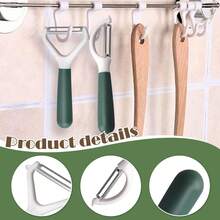 2pcs Stainless Steel Vegetable Peeler Set (3cm And 17.5cm) - Non-Slip Design, Sharp Blade For Potatoes, Carrots, Vegetables And Fruits - Green - Green - View 7