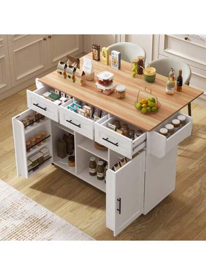 139x46(71)X91.5cm Dining Trolley/Sideboard, Black Body + Solid Wood Grain Worktop, Fold-Down Worktop, Storage Door, Casters, Replaceable Solid Wood Feet, Suitable For Dining Room, Kitchen. 139x46(71)X91.5cm Serving Trolley/Side Cabinet, Grey Solid Wood Veneer For The Body + White Marble Veneer Decoration For The Worktop, Cabinet/Fold-Down Worktop/Storage Doors/R