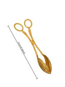 Pinça para bolo/pizza em liga de zinco (1 unidade), estilo rústico, ideal para cozinha, hotel, buffet, saladas, sobremesas, uso em alimentos secos e úmidos, adequada para hotéis, festas, aniversários e casamentos. - Ouro - Ver 7