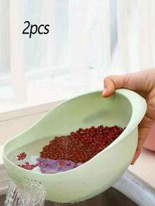厨房洗米机，洗米工具，家用厨房蔬果沥水篮，细网洗米筛过滤器，塑料洗米碗 - 彩色 - 查看 17