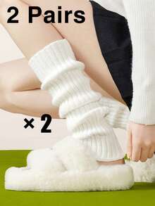 1双/2双装 40厘米薄款白色腿套，防滑宽松腿套，适合日常穿着，舒适保暖 - 白色 - 查看 7