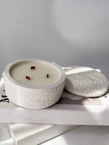 一套硅胶模具，用于制作熔岩图案收纳盒、DIY简易圆形烛台石膏模具、家居装饰/礼品摆件环氧树脂模具、工艺品铸造模具、珠宝收纳盒粘土石膏模具 - 白色 - 查看 8