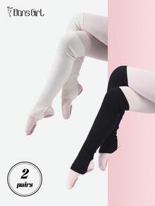 DonsGirl 2双Y2K罗纹针织腿套 - 可爱秋季舞蹈袜，适合芭蕾/瑜伽/健身 - 彩色 - 查看 15