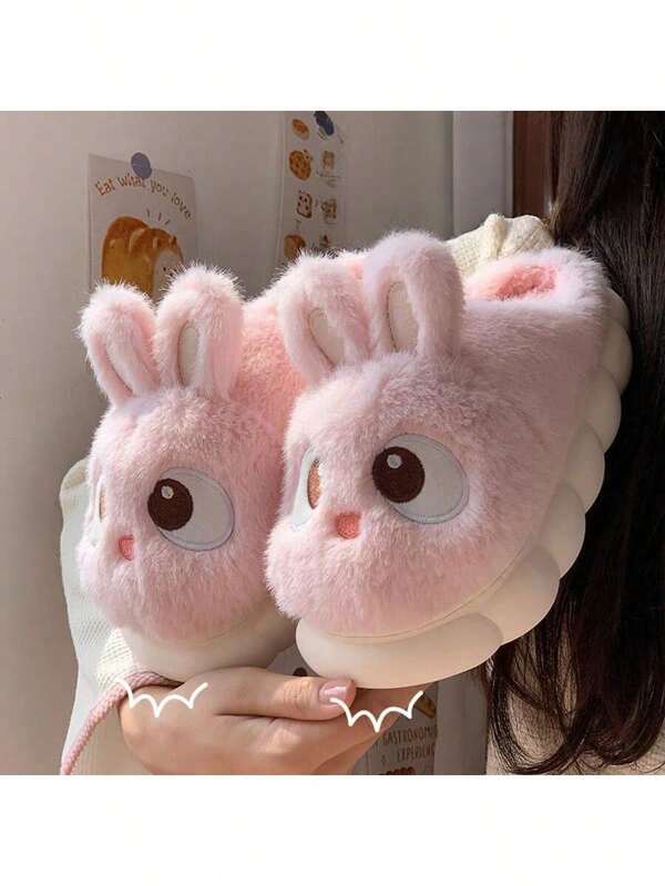 Unisex Winter Slippers - Indo/Outdo House Shoes With Cute Bunny Face , Soft Fabric Upper & Non-Slip EVA Sole - Available In 3 Sizes (Women's & Men's) - Cozy Grip F Home, Office, Hotel - Easy-Clean Slip-Ons, Indo Footwear, Plush Interi Design, Warm Plush Footwear