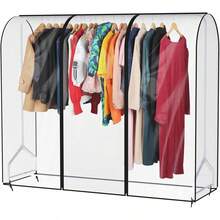 Syeeiex 6ft Transparent Clothes Rail Cover Strong Zipped 182cm Hanging Coat Large Protective Garment Cover For Clothes Rack - 6 pies (182 x 152 x 50 cm) - Ver 9