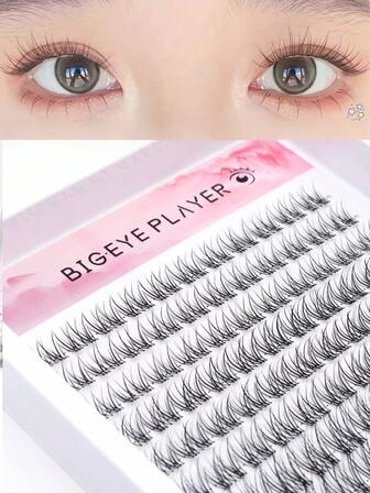 132pcs Segmented Natural Curly Transparent Stem Soft False Eyelashes, Suitable For Stage Makeup, Party, And Date Looks