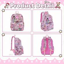 Tokidoki Unicorno Backpack School Bag Large Capacity Portable Travel Backpack Casual Daypack Cartoon Travel Bag - 粉色 - 查看 4