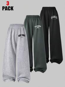 3pcs Girls Letter Print Pants Set