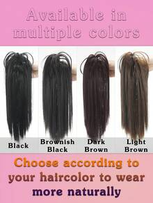 14英寸半扎直马尾辫，带爪夹 - 耐热合成瀑布式假发，适合女性、圣诞派对和日常佩戴，轻松夹戴，无需编发（黑色/棕色） - 彩色 - 查看 12