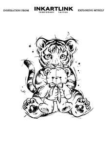 INKARTLINK 泰迪熊革命性纹身技术，半永久纹身，逼真纹身，暖心纹身，临时纹身，仿真纹身，防水，外观逼真，小众设计纹身，果汁纹身，植物纹身 - 黑色 - 查看 3