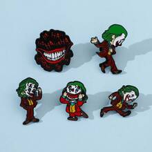 Warner Bros 1/5 Pcs Cartoon Anime Brooch Set Personalized The Joker Character Shaped Enamel Pin Metal Badge Jewelry Clothing Backpack Accessories Gift For Friends - One Size - View 6