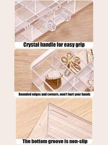 复古风格首饰收纳盒，三抽屉设计，72格大容量塑料桌面整理盒，可收纳戒指、耳环、项链等，是送给女友、母亲和爱人的理想礼物。