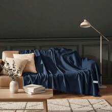Non-Slip Tassel Sofa Cover – 100% Cotton – 170*200 Cm – Soft And Comfortable, Made In Türkiye - Navy Blue - View 5