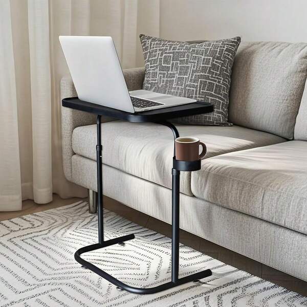 Adjustable Laptop Table With Cup Holder �C Compact Side Table, Computer Stand, Home Office Desk For Couch, Bed, And S...