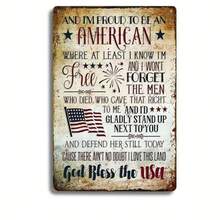 Patriotic American Flag Metal Wall Art, 12x8 Inch - Vintage Iron Decor With Inspirational Quote For Home, Office, Or Veteran - 彩色 - 查看 7