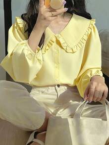 女士休闲优雅翻领衬衫，春夏款