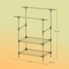 Burro Ropa, Perchero Burro de Metal con 2 Barras Colgantes, con 2 Estantes de Almacenamiento, Capicidad de Carga 70 kg, Montaje Fácil, Blanco - Blanco - Ver 5