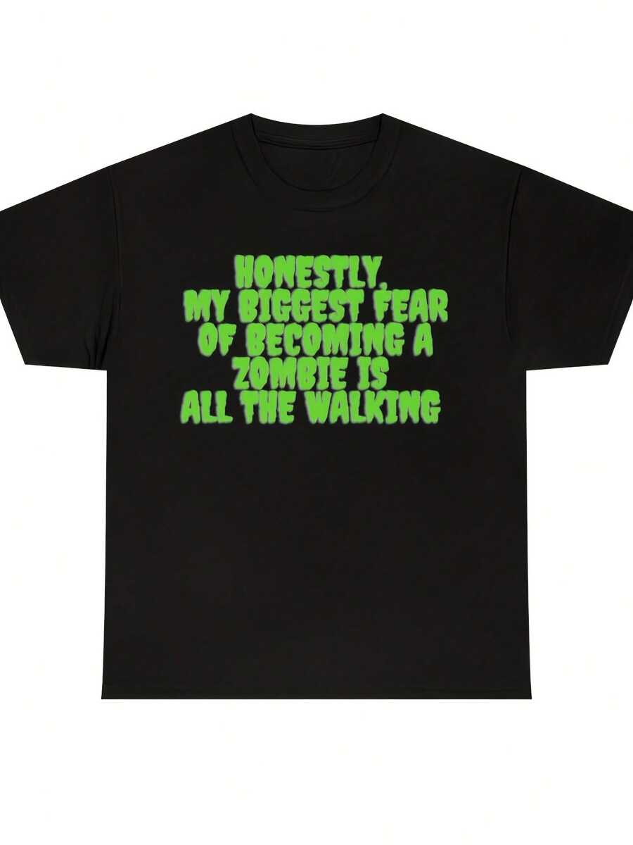 My Biggest Fear Zombie Uni Heavy Cotton T-Shirt Halloween Shirt Zombie Shirt Wos S Gift Halloween Scary,This Fun Printed Casual T-Shirt Is The Perfect Gift For Valentine's Day/Christmas - 款式3 - 查看 1