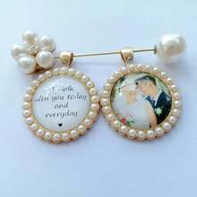 Wedding Bouquet Souvenir Photo, Wedding Bouquet Memorial Pendant, Bouquet Pendant, Bride Memento, Customized Photo Memorial Pin - Multicolor - View 3