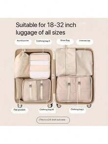 4pcs Large Capacity Travel Organizer Bags, Waterproof Portable Packing Cubes For Clothes, Pants, Shoes, Socks, Suitcase Storage Organizer,Boho Vibes - Multicolor - View 9