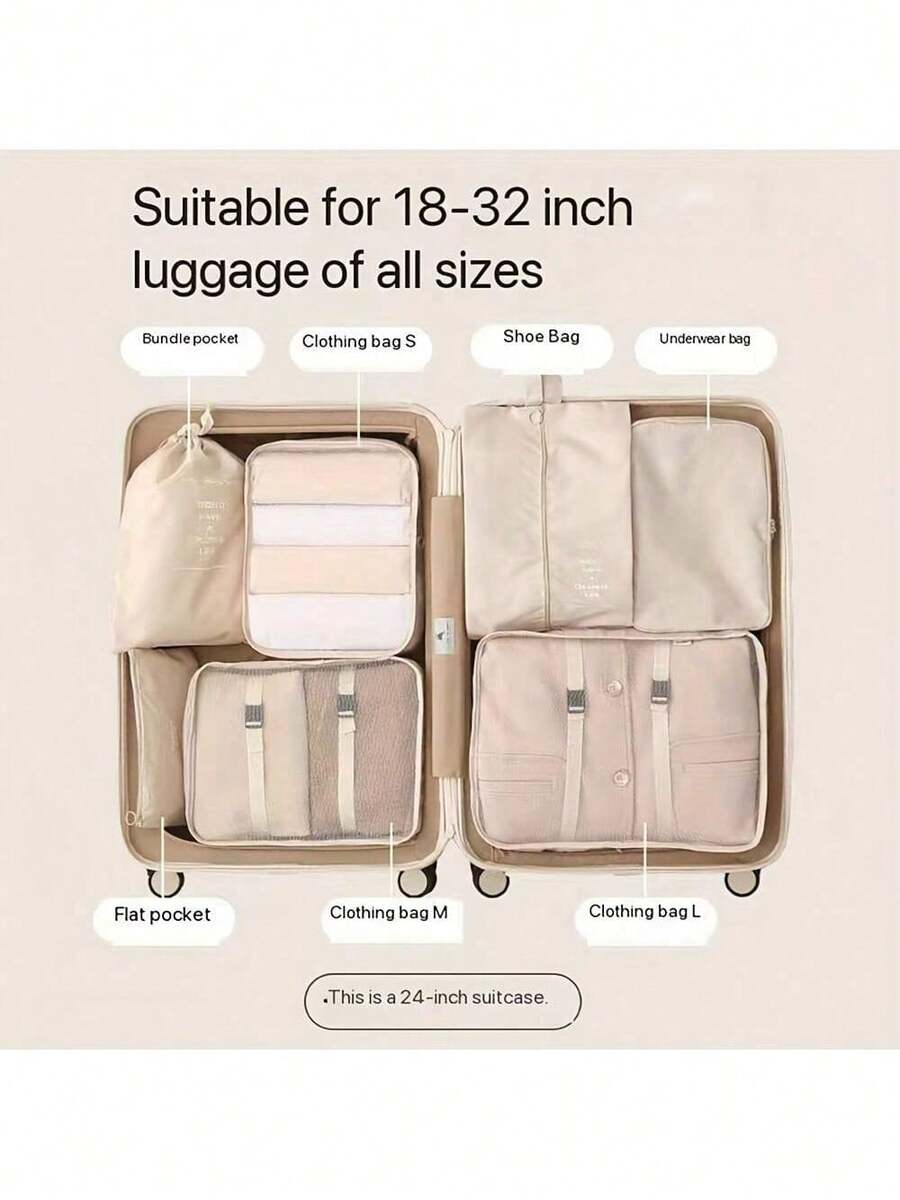 4Pcs Travel Storage Bags Set, Large Capacity Waterproof Packing Organiser Pouches, Portable Luggage Organisers For Clothes, Trousers, Socks & Shoes, Suitcase Sorting Packing Cubes - Multicolor - View 1