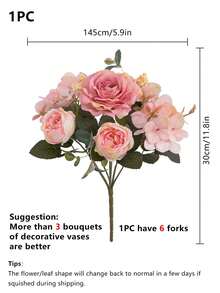 80pcs/Set Artificial Rose Flower Bouquet, Suitable For Birthday Party Decor, Wedding Flower Basket, Bridal Bouquet, Home Decor, Restaurant, Bedroom, Windowsill, Vase Decor, New Year Decor, Outdoor Garden, Back To School, Spring Decor, DIY Wreath Materials, Birthday Party Decor, Home Decor Accessories, Valentine's Day, New Year Gift - Pink - View 2