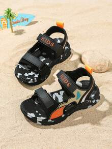 儿童凉鞋，男童沙滩鞋，包头设计，中童及大童款，时尚舒适，男童运动凉鞋，多功能轻便，夏季款 - 橘色 - 查看 8