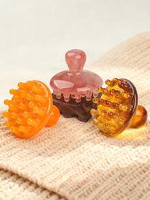 1 件装宽齿梳，头部按摩梳，可爱章鱼造型，树脂材质，圆齿设计，舒适头皮按摩，四种颜色可选。