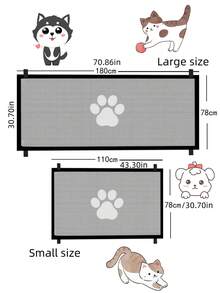 Dog Gate For Stairs, Magic Dog Gate Indoor Doorway, Safety Dog Blocker Gate For Dogs Cats, Self-Assembly Pet Mesh Gate For Hallways, Katten Spullen, Honden Spullen, Cat