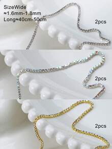 2/6pcs Metal Chain Nail Art Rhinestone Gold Silver Alloy Rivet Nail Decor Chain Nail Pendant 3D Alloy Nail Art Decoration DIY Gift For Girls Nail Jewelry Nail Supplies - Multicolor - View 12