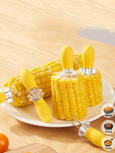 2/1pc Multifunctional Corn Grilling Needle, Stainless Steel Corn Fork, Barbecue Skewer, Barbecue Fork, Fruit Fork, Stainless Steel Corn Holders Perfect For BBQs And Picnics Corn Holders Stainless Steel Corn Cob, Home Corn, Picnic Camping Essential, Easy To Clean, Easy To Store And Carry, Simple And Practical, Holders Interlocking Corn On The Cob Double BBQ Fork Skewers For Home Cooking Parties Camping Kitchen Gadgets
