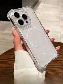 Cute Bow & Heart Design Transparent Phone Case, With Shock-Proof Edges, Compatible With 14/15/16/16 Pro Max/12 Pro/11/Xr/Xs/7/8 Plus - Durable TPU Material - Silver - View 3