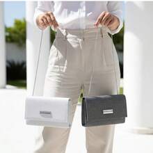 Set Of 2 Small Square Party Bags With Glitter - Handbag With Glitter - Promotion - Immediate Shipping - Màu xám đen - Xem 1