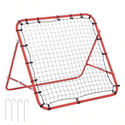Rebotador para entrenamiento de fútbol – Entrenamiento eficaz con pared de rebote ajustable, 96x80x96 cm, uso versátil en diseño rojo y negro