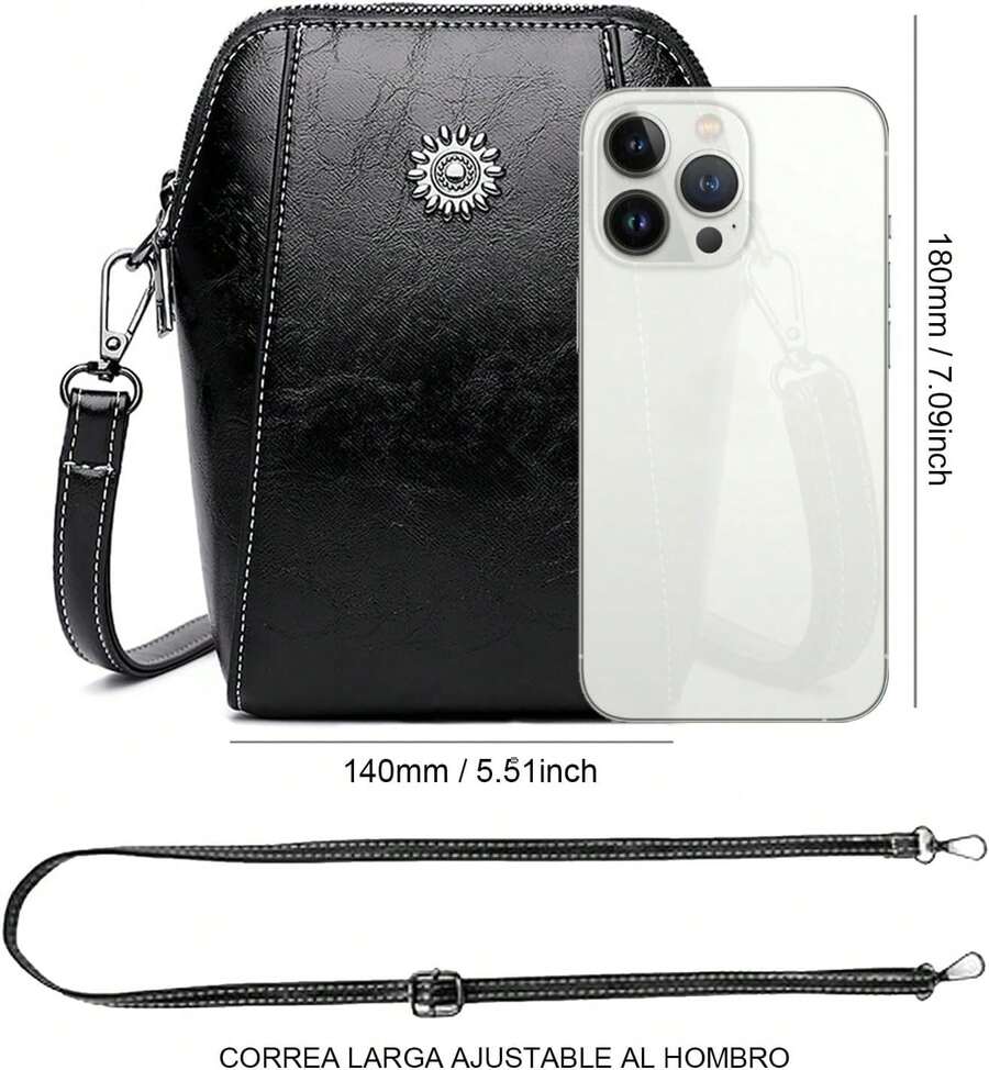 Bolso Crossbody Mujer - Pequeños Bandolera Bolsa para Teléfonoóvil, Monedero Suave PU Cuero Impermeable con Cremallera de 2 Capas Cartera Hombro y Bolso de Mano - Marrón - Ver 1