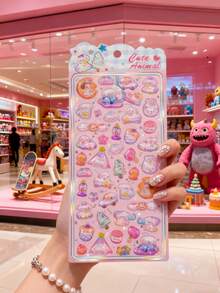 Cute Ice Cream, Candy, Bear, Rabbit, Dog 3D Embossed Stickers, Cartoon 3D Sticker Decals For Pencil Case, Backpack, Water Bottle, Desk, Car, Luggage, Fridge, Scrapbooking Scrapbook Supplies Stationery - Multicolor - View 2