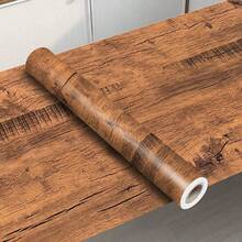 1卷防水木纹壁纸，自粘木纹图案贴纸，可移除可重复使用，适用于客厅、厨房、卧室、宿舍、家具翻新、美观装饰 - 薑黃木 - 查看 2